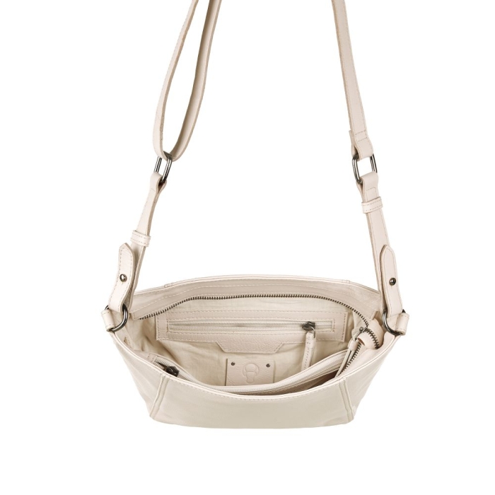 Preview: Detailansicht Cassie Mushroom Leder mit natürlicher Patina und Struktur